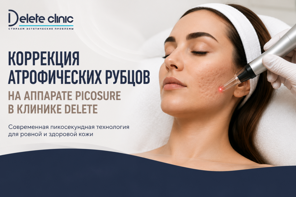 Коррекции атрофических рубцов на аппарате PicoSure в клинике Delete