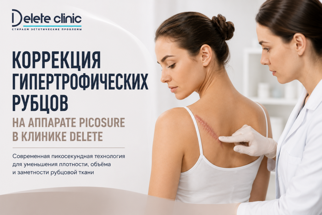 Коррекция гипертрофических рубцов на аппарате PicoSure в клинике Delete