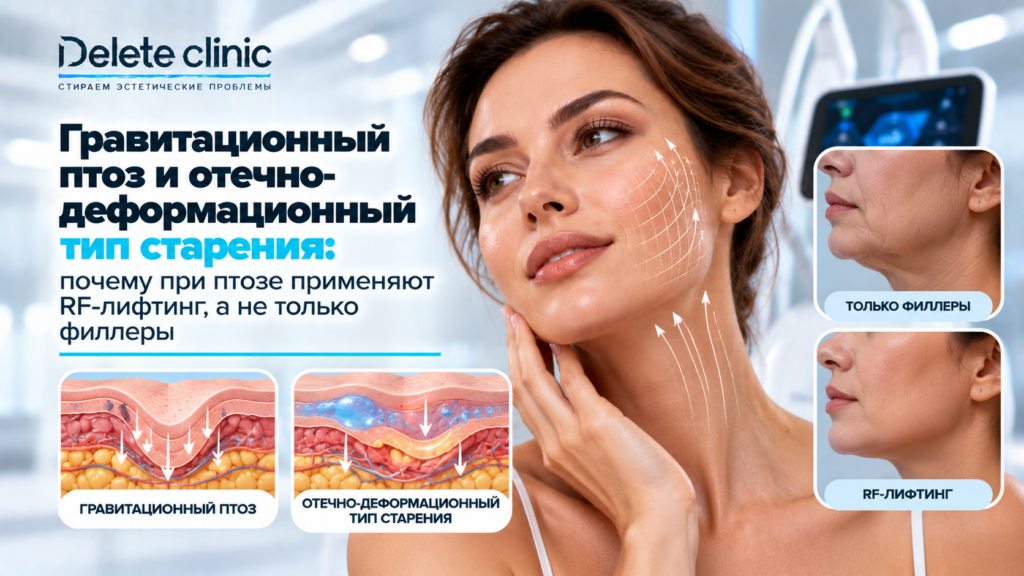 Гравитационный птоз и отечно-деформационный тип старения: почему при птозе применяют RF-лифтинг, а не только филлеры